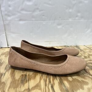 Frye Tinsley Stitch Suede Leather Ballet Flats Womens 11M Beige Slip On Shoes